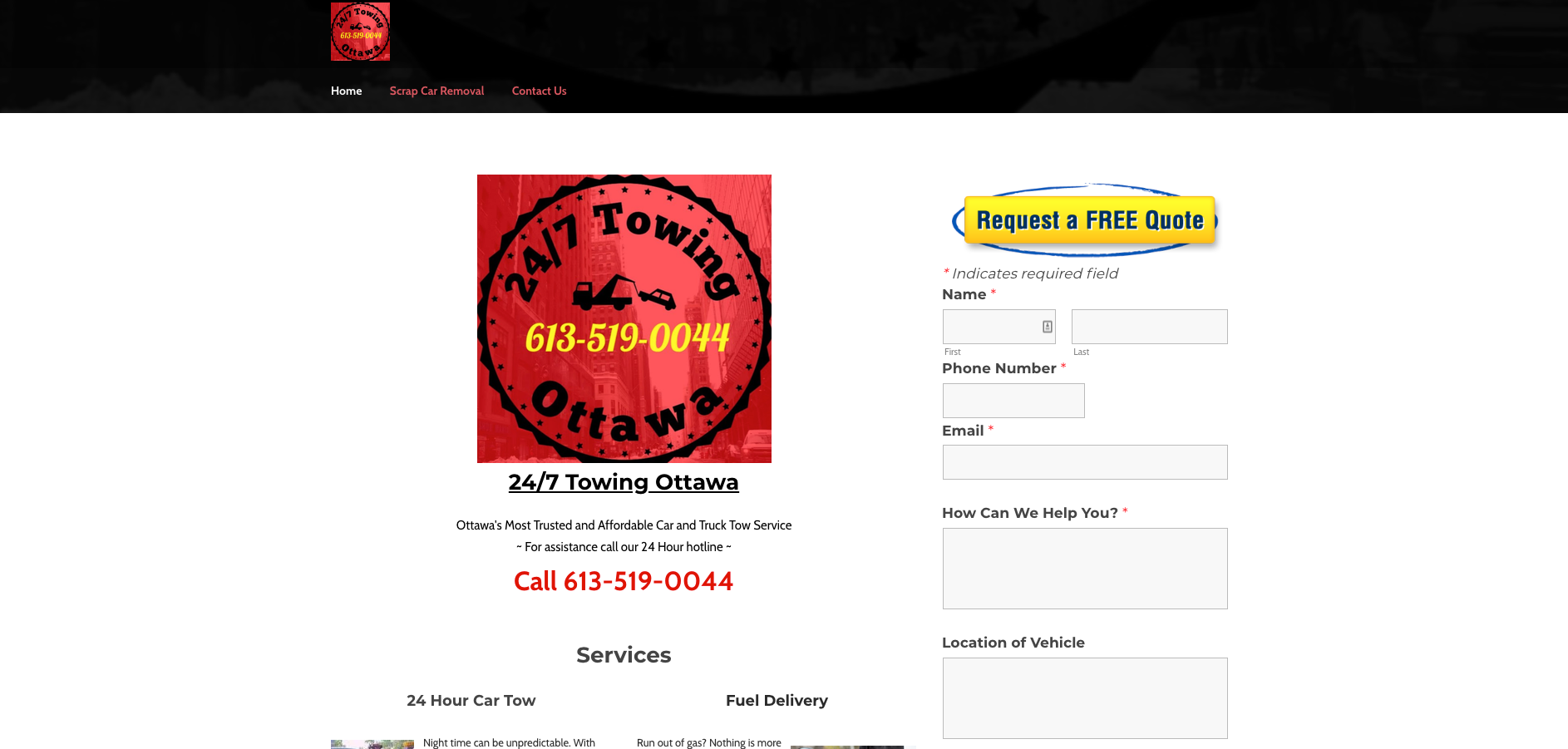 24/7 Towing Ottawa Website in Ottawa